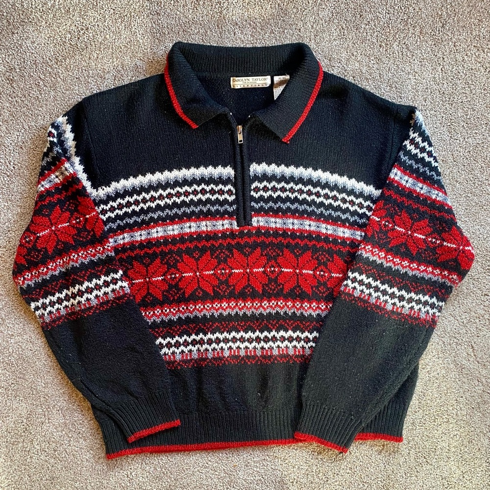 90s cropped zip-up knit pullover sweater
